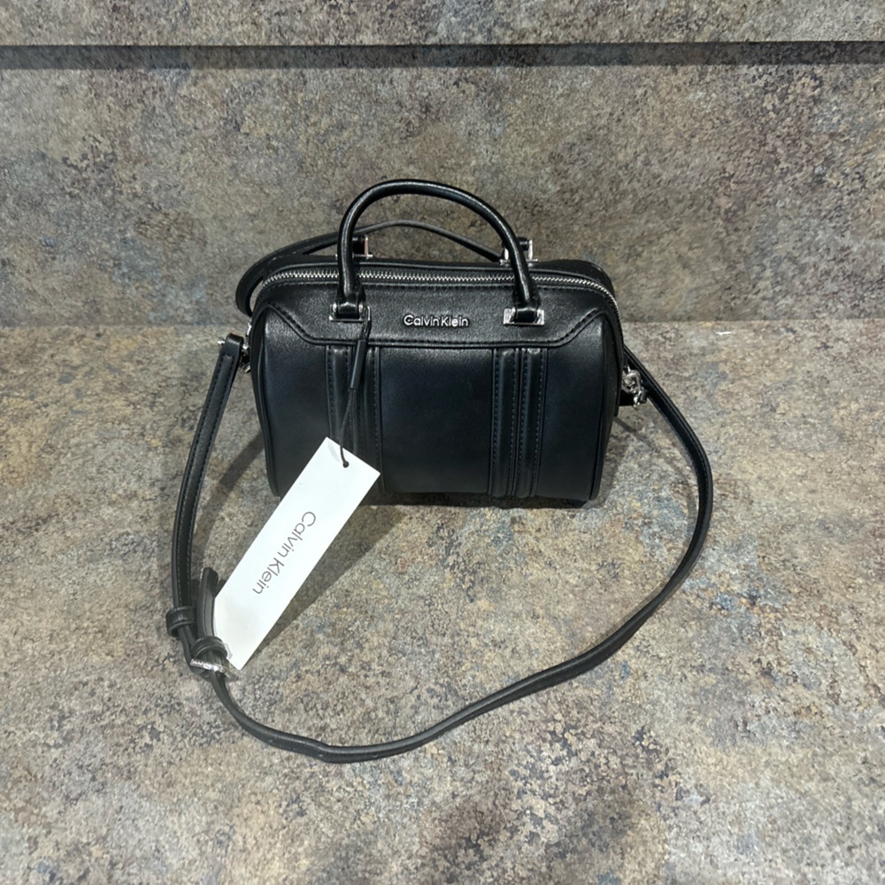 NWT Calvin Klein Blake top zip crossbody.  Black silver hardware